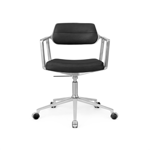 Vipp 453 Swivel+ Drejestol med Hjul Aluminium/Sort Læder