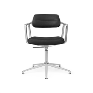 Vipp 453 Swivel+ Drejestol med Gulvglidere Aluminium/Sort Læder