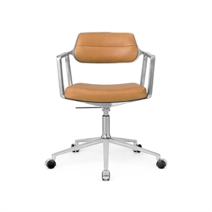 Vipp 453 Swivel+ Drejestol med Hjul Aluminium/Kamel Læder