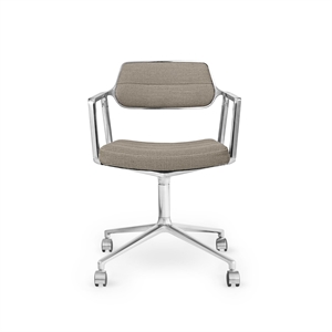 Vipp 453 Swivel Drejestol med Hjul Aluminium/Mørk Sand Tekstil