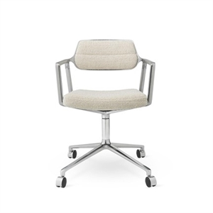 Vipp 453 Swivel Drejestol Med Hjul Aluminium/Wavy Off White/Lysegrå