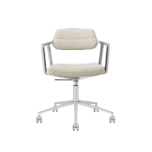 Vipp 453 Swivel+ Drejestol Med Hjul Aluminium/Wavy Off White/Lysegrå