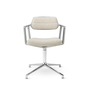 Vipp 453 Swivel Drejestol Med Gulvglidere Aluminium/Wavy Off White/Lysegrå
