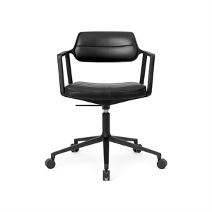 Vipp 453 Swivel+ Drejestol med Hjul Sort/Sort Læder