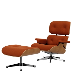 Vitra Eames Lænestol Med Ottoman Calma Cognac/Aluminium/Kastanje
